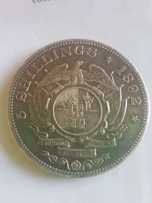 1892  ZAR 5 Shillings Silver Single shaft Very nice condition