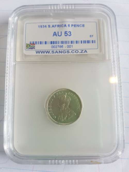 1934 .S.AFRICA  6 PENCE SANGS GRADED