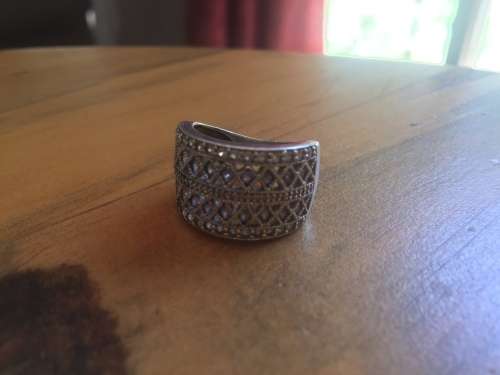 Diamond. Tanzanite and sapphire silver ring for sale