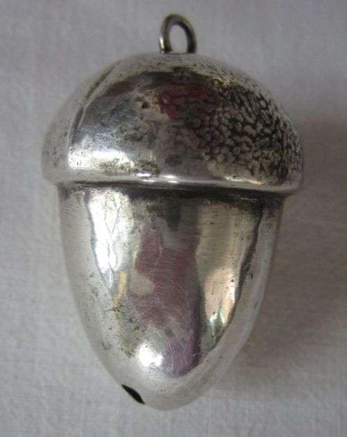 Vintage / Antique Silver Plate? Baby Acorn Rattle Bell