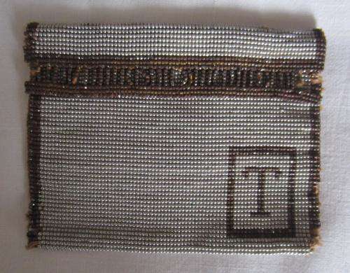 Vintage Art Deco Beaded Purse - Silver and Bronze - With the Initial `T`