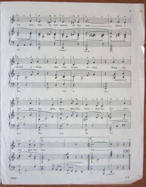 Wonderful Copenhagen (Hans Christian Andersen) - Frank Loesser - Vintage Sheet Music - 1951