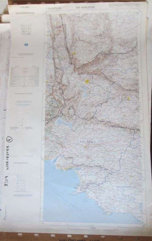 Trig Survey Map of Worcester 3319 - Scale 1:250 000 - 1987