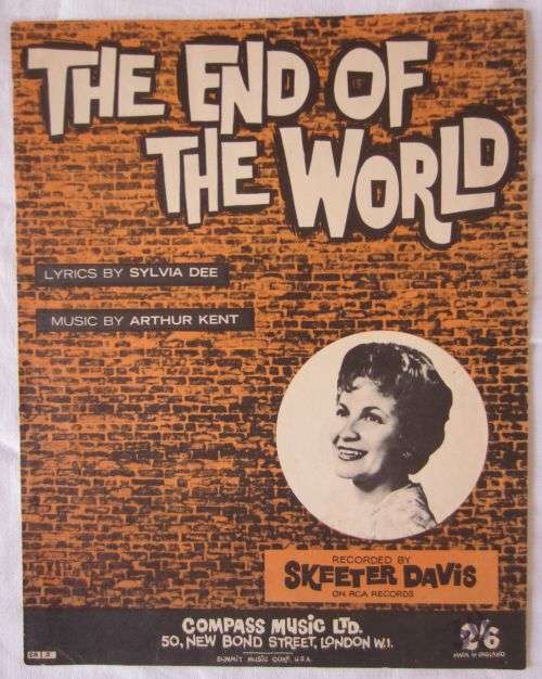 THE END OF THE WORLD - Skeeter Davis - Vintage Sheet Music - 1962