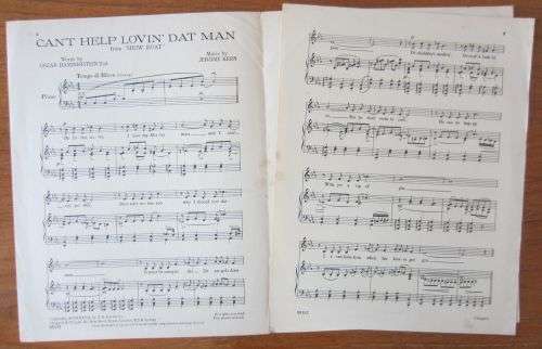 SHOW BOAT - Can`t Help Lovin` Dat Man - Oscar Hammerstein - Vintage Sheet Music - 1927
