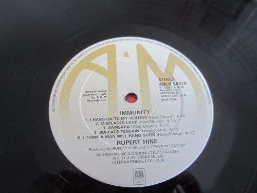 RUPERT HINE - Immunity - 1981 - Vinyl LP Record - NM / VG