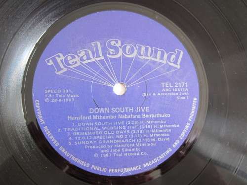 ABAFANA BENTUTHUKO / HANSFORD MTHEMBU - Down South Jive - 1987 - TEL 21 - Vinyl LP Record -  VG+