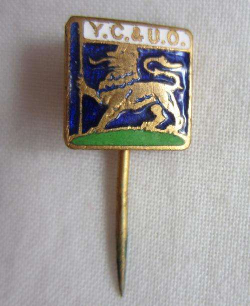 Old WWII Home Guard Enamel Pin Badge - Y.C. and U.O - Lion / Griffith