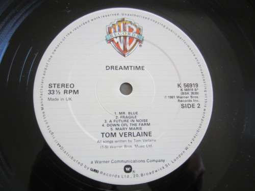 TOM VERLAINE - Dreamtime - 1981 - K 56919 - Vinyl LP Record - VG+ / VG
