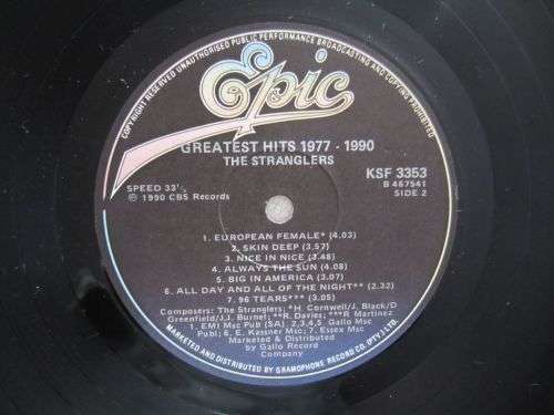 THE STRANGLERS - Greatest Hits1977-1990 - South Africa - Vinyl LP Record - VG / VG
