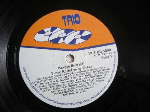 PIERRE RETIEF EN SY ORKES - Kaapse Boerejol - VLP (B) 5098 - LP Vinyl Record - VG+ / VG+