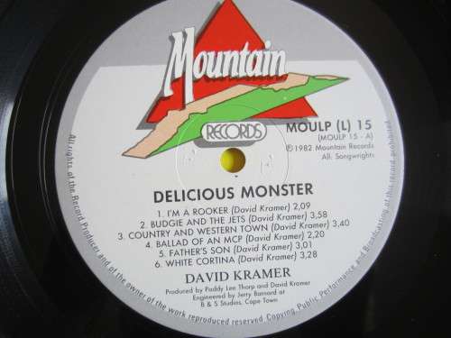 DAVID KRAMER - Delicious Monster - 1982 - MOULP (L) 15 - Vinyl LP Record - VG+ / VG