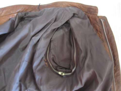 Light Brown Leather Bomber Jacket - Size S-M