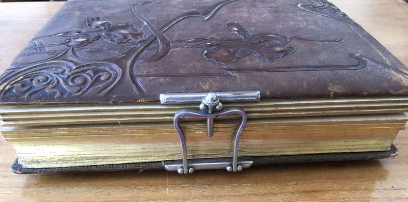Antique Art Nouveau Leather Photo Album - Empty