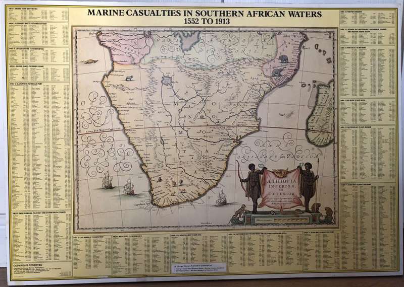 Poster `Marine Casualties in Southern African Waters` - Bredasdorp Museum - Shipwreck Map