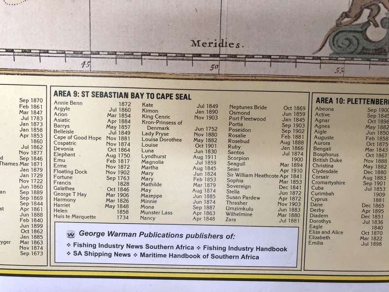 Poster `Marine Casualties in Southern African Waters` - Bredasdorp Museum - Shipwreck Map