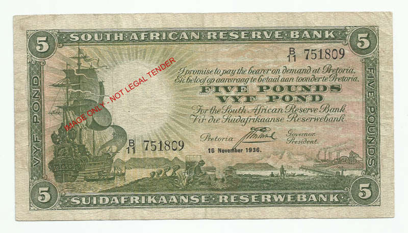 Postmus, 1st Issue, Five Pounds B11, 16 November 1936