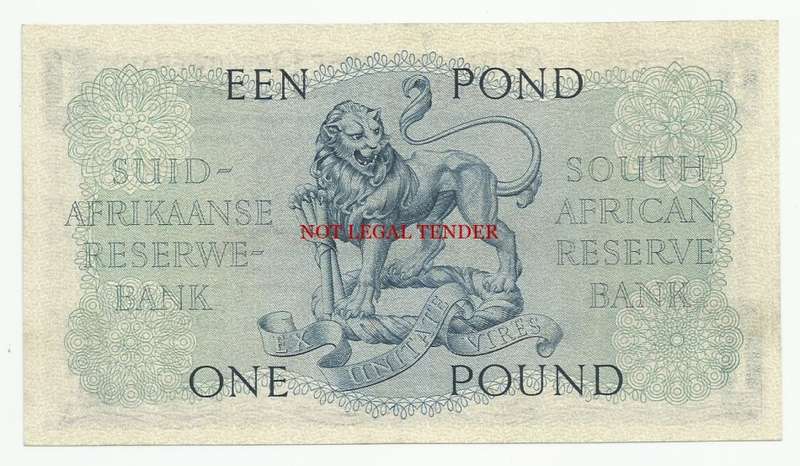 **SCARCE - THICKER PAPER** M.H. DE KOCK, 2ND ISSUE, 1 POUND B28, APRIL 1949, UNC
