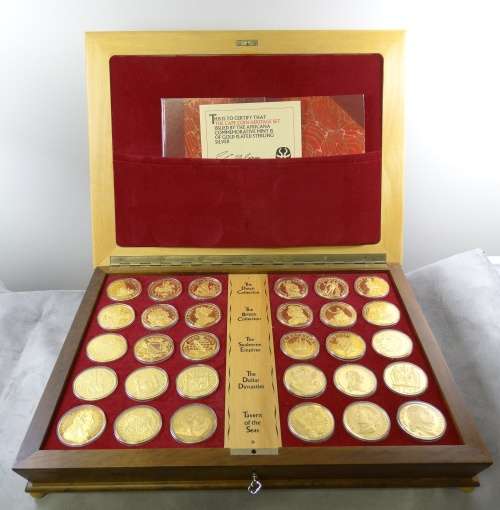 CAPE COIN HERITAGE SET - 30 GOLD PLATED STERLING SILVER MEDALLIONS 1600 TO 1834 (for CDHS)