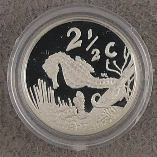 South Africa Proof Tickey 2 1/2 Cents 1997 Marine Series Seahorse