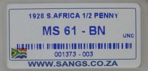 South Africa / Zuid-Africa Half Penny 1928 SANGS MS61BN