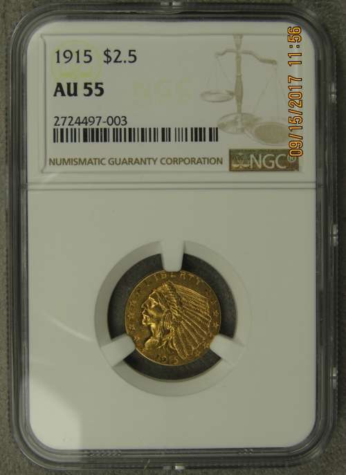 USA $ 2.5 (Quarter Eagle) 1915 NGC AU55