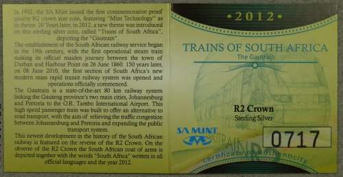 South Africa Proof Silver R2 1 Ounce Gautrain 2012