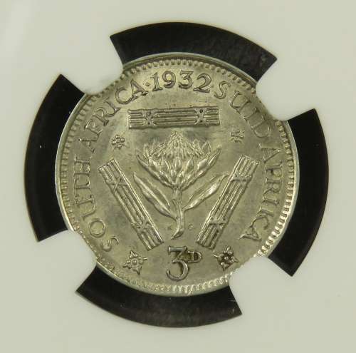 South Africa Three Pence (3D, Tickey) 1932 NGC MS61