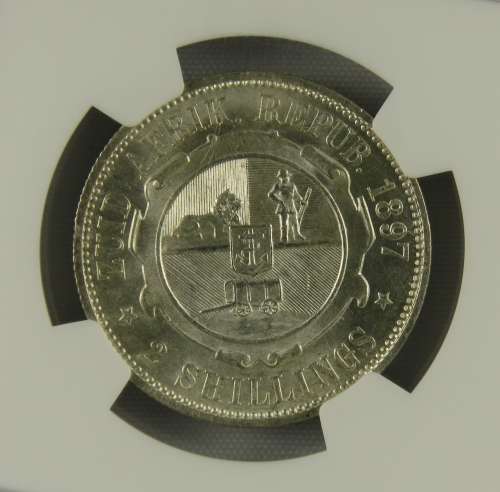 ZAR Kruger 1897 2 Shillings NGC MS63