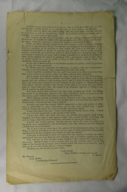 Letter of Tobias Smuts to General Botha (Published as a Parliamentary Paper)