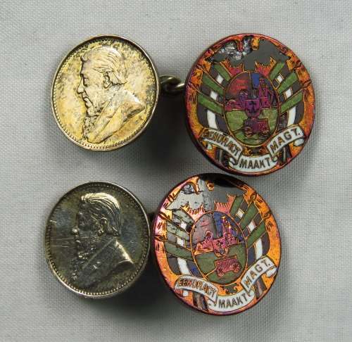 ZAR Coat of Arms Enameled Cufflinks & Pin (Boer War Period)