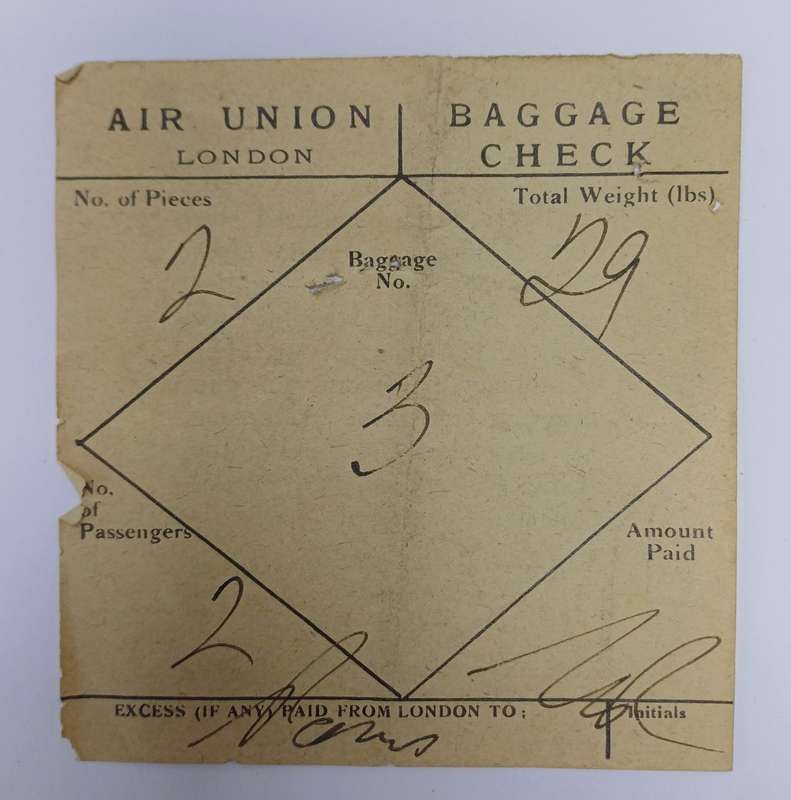 Air Union France 1932 Golden Ray (bar & restaurant plane) original photo, ticket & baggage slip