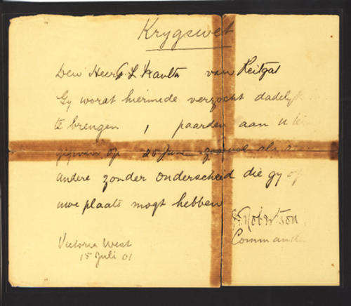 Boer War Permit to Keep One Horse on a Farm