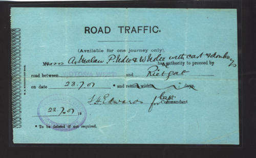 Boer War Road Traffice Pass