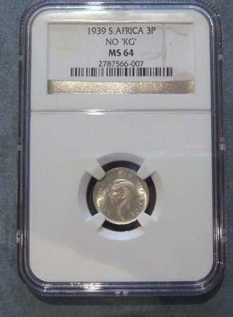 South Africa 1939 3 Pence *No KG* NGC MS64 Finest Known (Only 2 coins graded)
