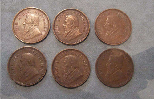 ZAR Kruger 1898 Penny Nice Grade x 6