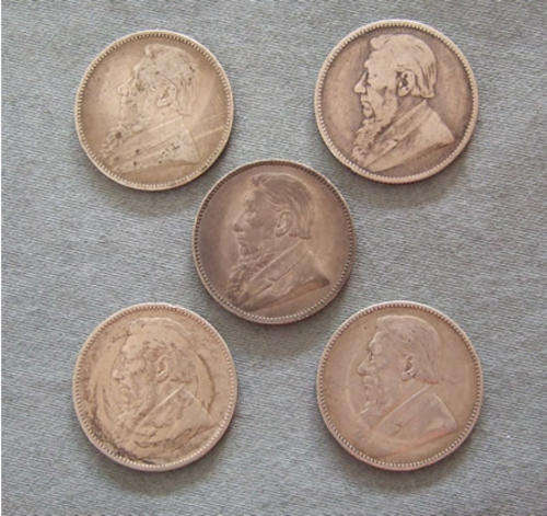 ZAR Kruger Shillings 1892, 1894, 1895, 1896 & 1897