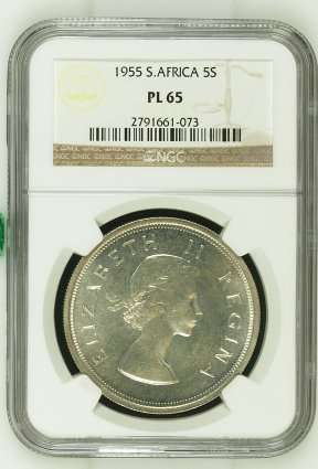 South Africa 5 Shillings 1955 NGC PL65