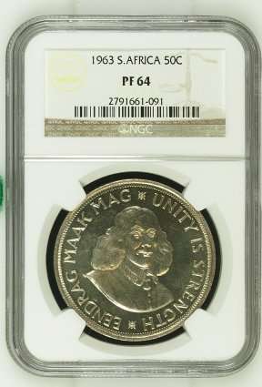 Proof South Africa 50 Cent 1963 NGC PF64