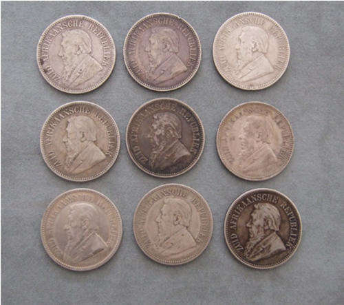 *Bulk Buy* ZAR Kruger 2 Shillings 1896 x 9