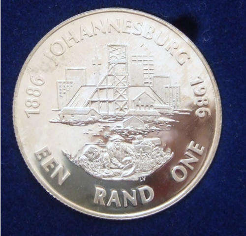Proof 1986 Johannesburg Silver R1 In SA Mint Box