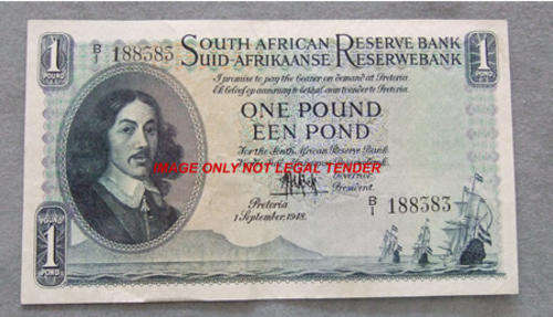 MH De Kock 2nd Issue 1948 (First Serial No)     Â£1 EF+