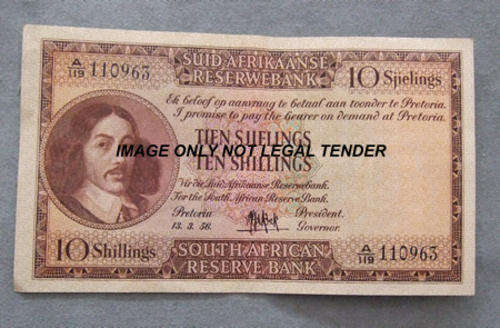 De Kock 10 Shillings 1956 EF-AUNC