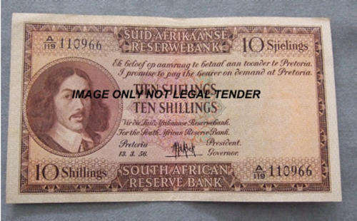 De Kock 10 Shillings 1956 EF