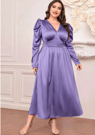 Plus Gigot Sleeve Ruched Dress
