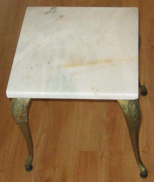 SMALL MARBLE & METAL TABLE