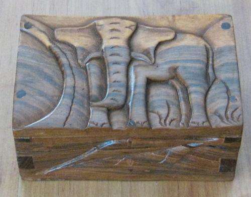 CARVED ELEPHANT TRINKET BOX - WOODEN