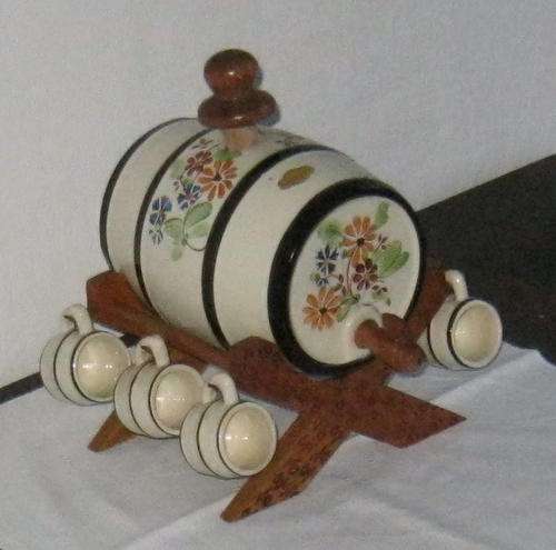 VINTAGE HAND PAINTED BARREL - MADE IN GERMANY..MARKED FOREIGN