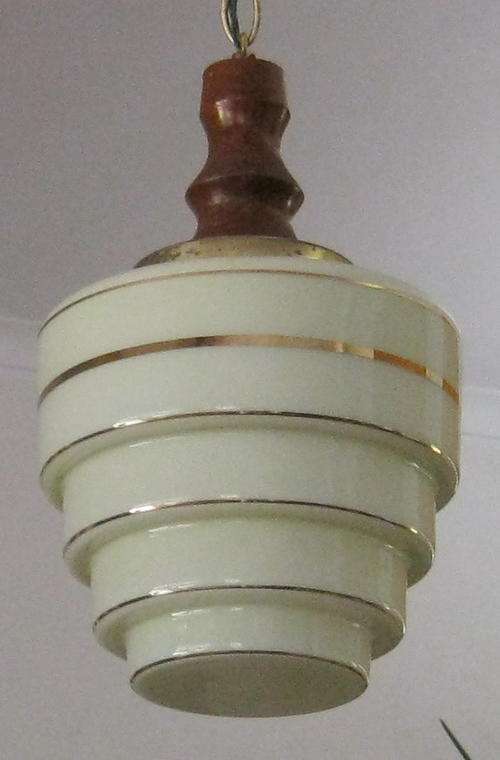 VINTAGE HANGING LIGHT AND GLASS SHADE