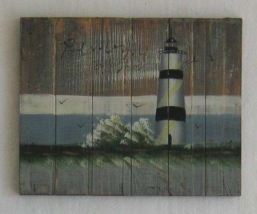 LIGHTHOUSE PAINTING ON WOOD
